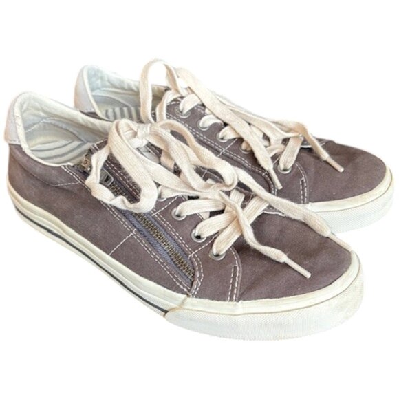 Taos Z Soul Zippered Lace Up Sneakers -Brown/Gray - 8 - Picture 3 of 13
